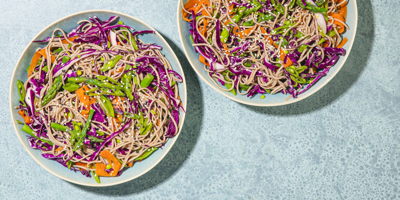 Soba Noodle Salads with Miso-Tahini Asparagus