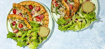 Caprese Pizzas featuring Gotham Greens’ Green Goddess Salad