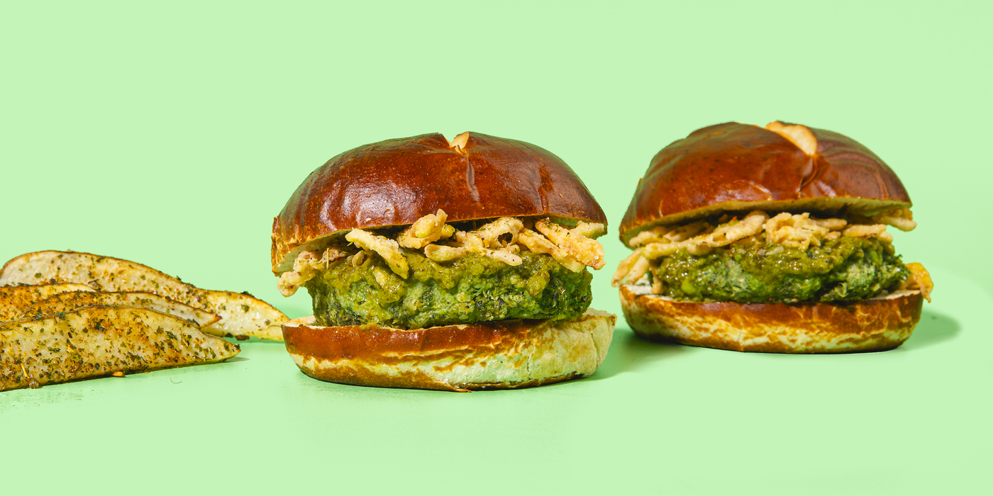 Green Machine Burgers mojo verde, chimichurri fries
