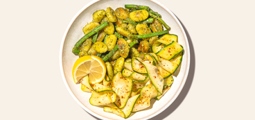 Gnocchi al Pesto charred green beans, lemon zucchini