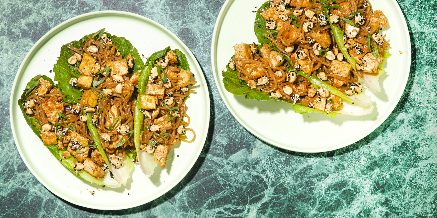 Thai Tofu Lettuce Cups glass noodles, sesame peanuts