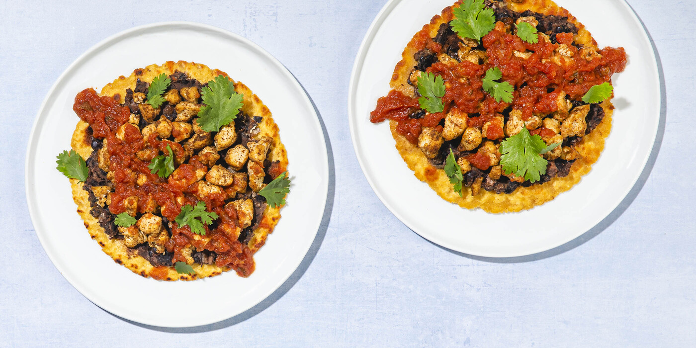 "Huevos" Rancheros Tostada tofu, black beans, mojo rojo