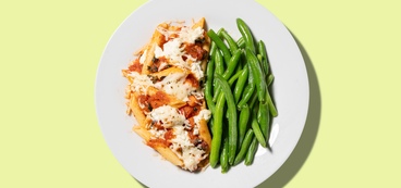 Baked Ziti  tofu ricotta, marinara sauce, green beans