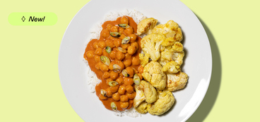 Chickpea Tikka Masala curried cauliflower, rice