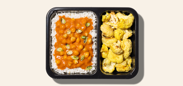 Chickpea Tikka Masala curried cauliflower, rice