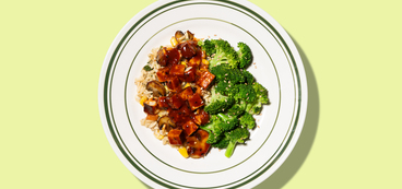 Fiery Gochujand Tofu fried rice, mushrooms, sesame broccoli