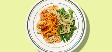 Warm Peanut Noodles red peppers, green beans, carrots