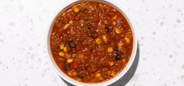 Bean & Quinoa Chili corn, beans, quinoa