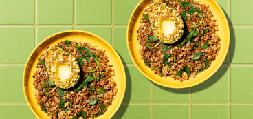 Lentil-Farro Power Bowls avocado, kale, pistachio