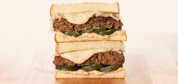 Reuben Patty Melts saurkraut, secret sauce, garlic fries