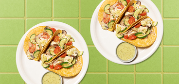 Tofu Mixiote Tacos mojo verde, mushroom, cherry tomoatoes
