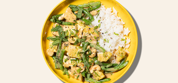 Cashew Tofu green beans, chili-coconut sauce