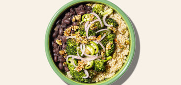 Black Bean Power Bowls shallot dressing, broccoli, quinoa