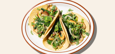 Poblano Rajas Tacos mushrooms, onion, cialntro