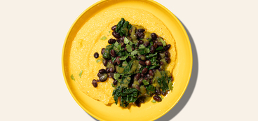 Tomatillo Black Beans polenta, cilantro