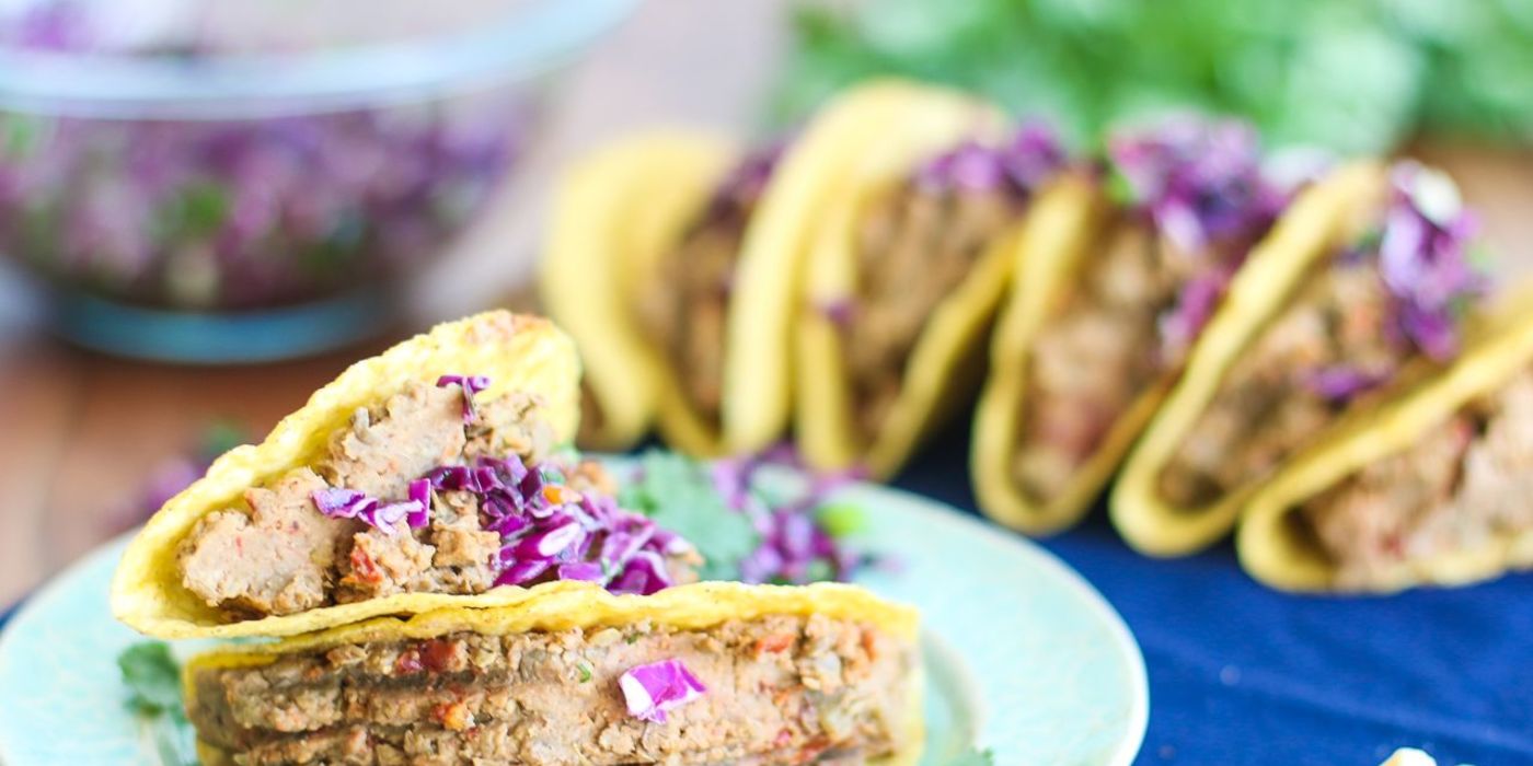 Lentil Walnut Tacos with Cabbage Lime Slaw