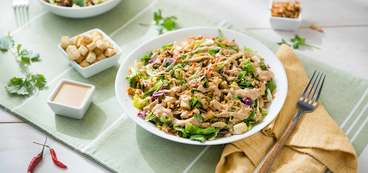 Thai Chopped Salad with Crispy Onions and Peanut Dressing