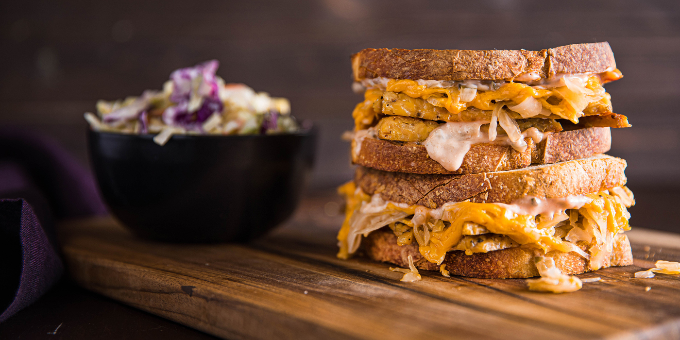 Tempeh Reubens with Thousand Island Dressing & Classic Coleslaw