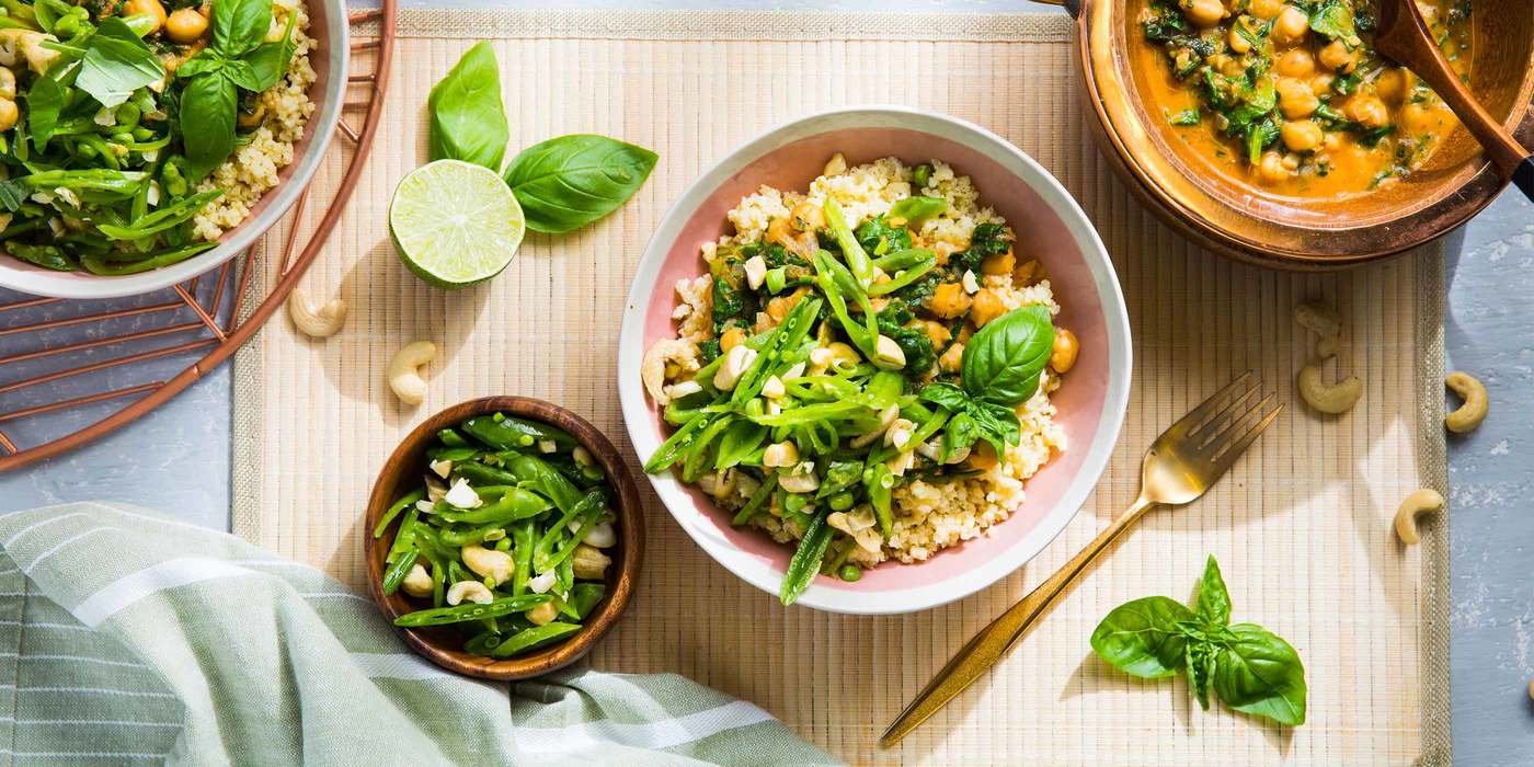 Thai Chickpea Curry with Millet and Snap Pea Slaw