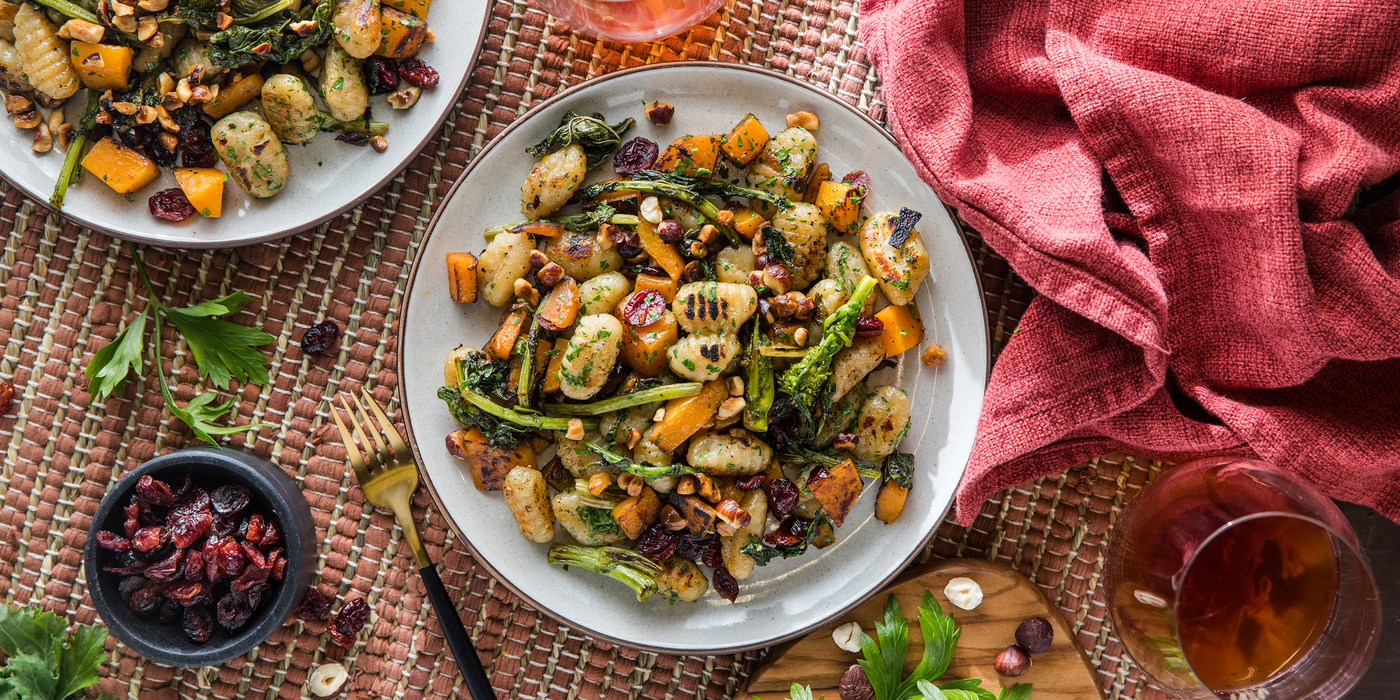 Butternut Squash Gnocchi with Cranberries & Hazelnuts