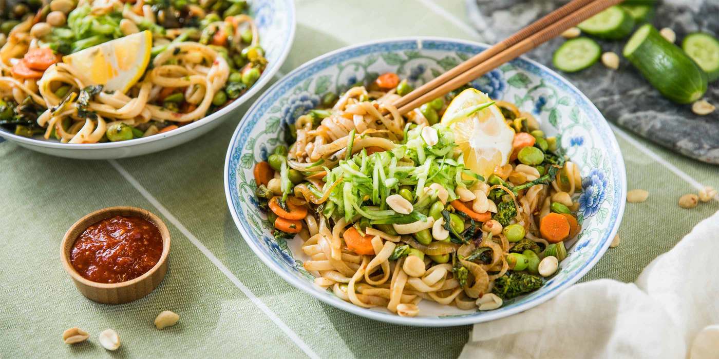 Indonesian Street Noodles with Gai Lan & Edamame