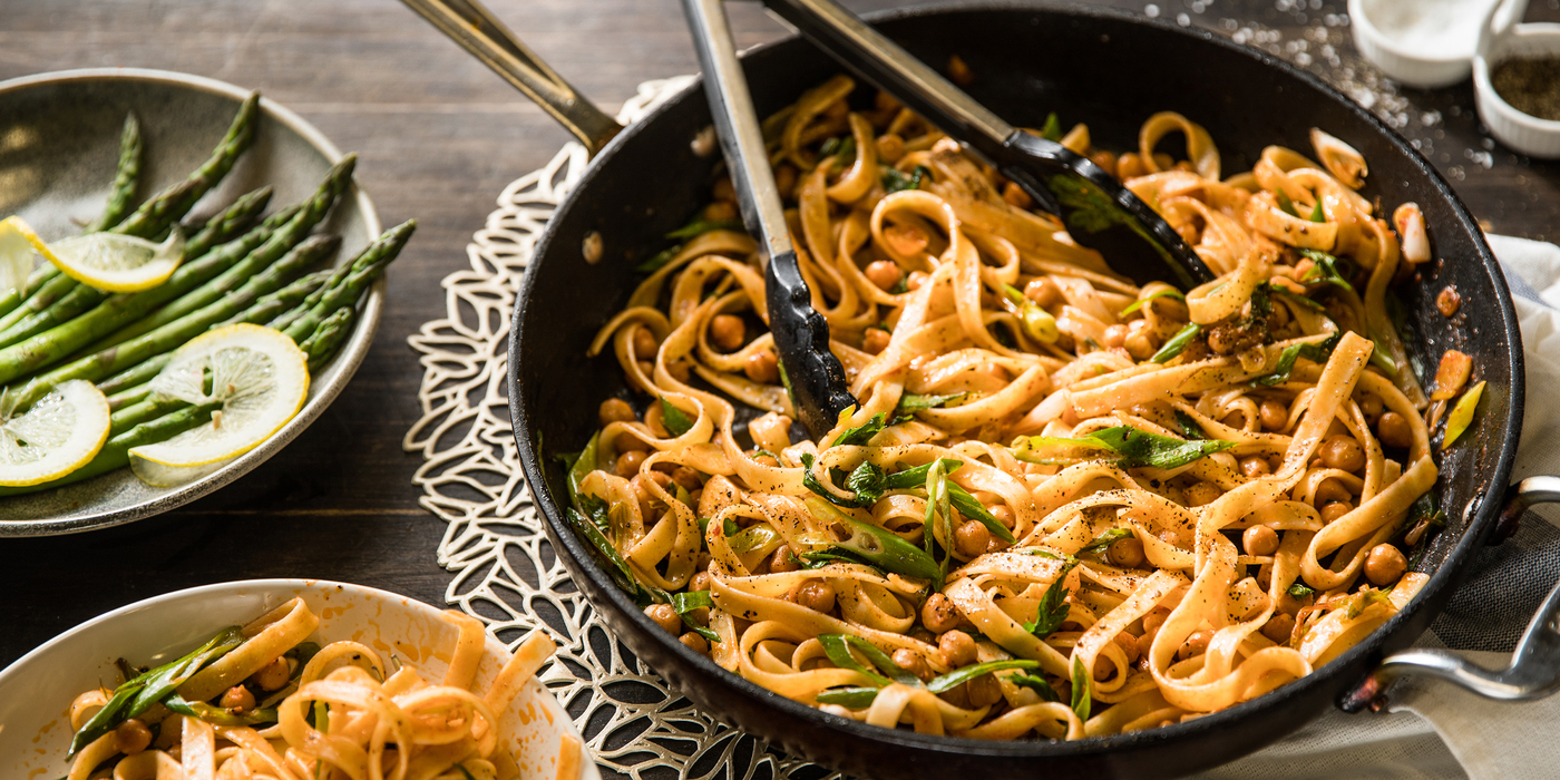 Skillet Fettuccine with Chickpeas & Tomato Butter