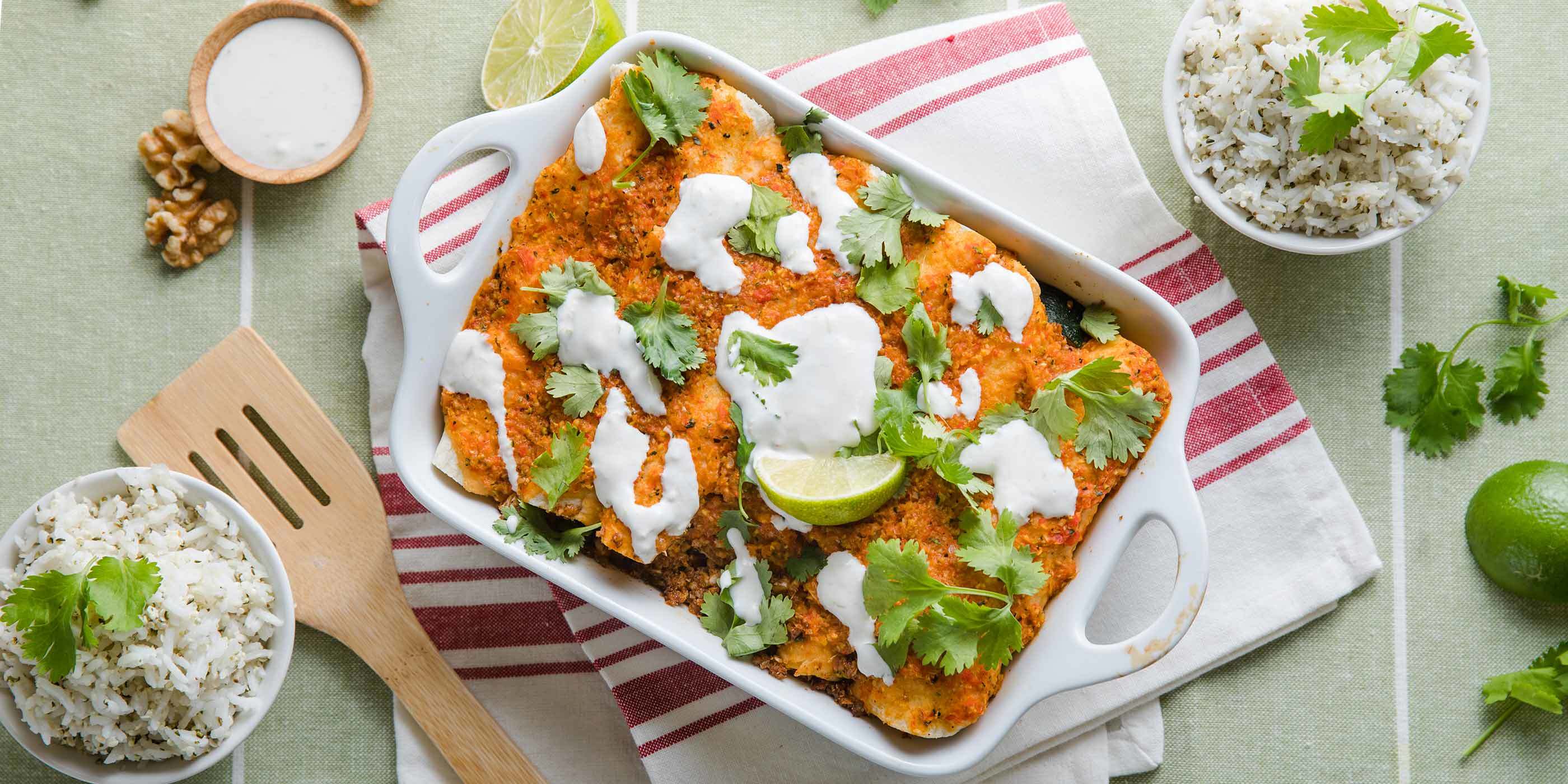 CauliflowerWalnut Enchiladas PlantBased Recipes