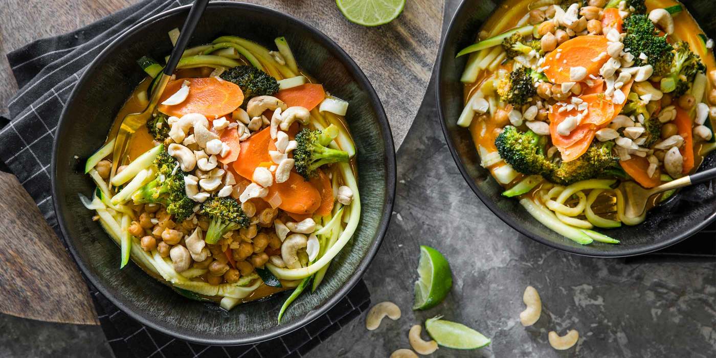 Thai Chickpea Curry with Cashews & Zucchini Noodles