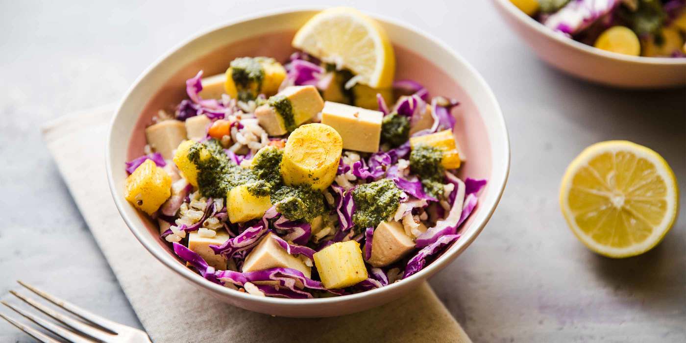 Curry Bowl with Brown Rice & Cilantro Chutney