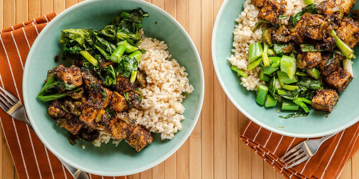 Black Pepper Tofu with Chinese Broccoli & Brown Rice