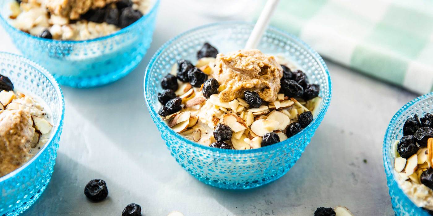 Lemon Poppy Overnight Oats with Dried Blueberries & Almonds