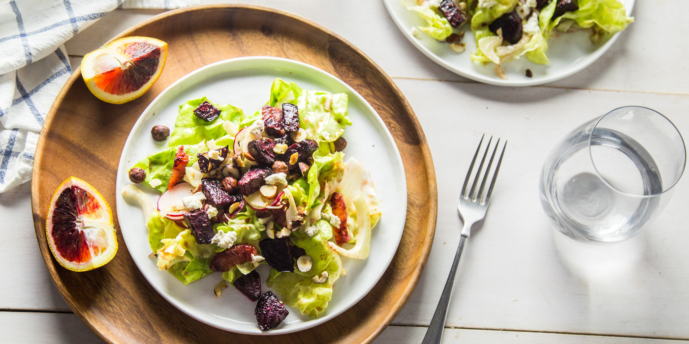 Blood Orange Salad with Roasted Beets & Ginger Miso Dressing