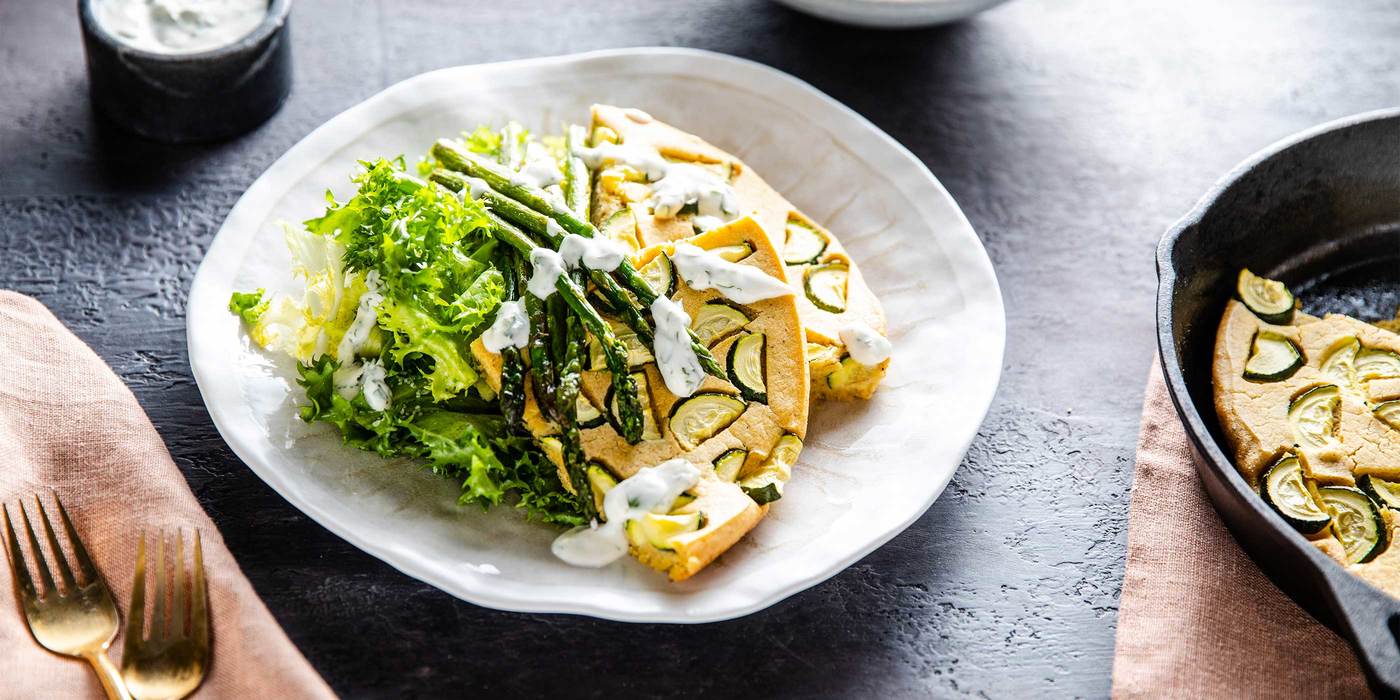 Tortilla Espanola with Asparagus & Herb Garlic Aioli