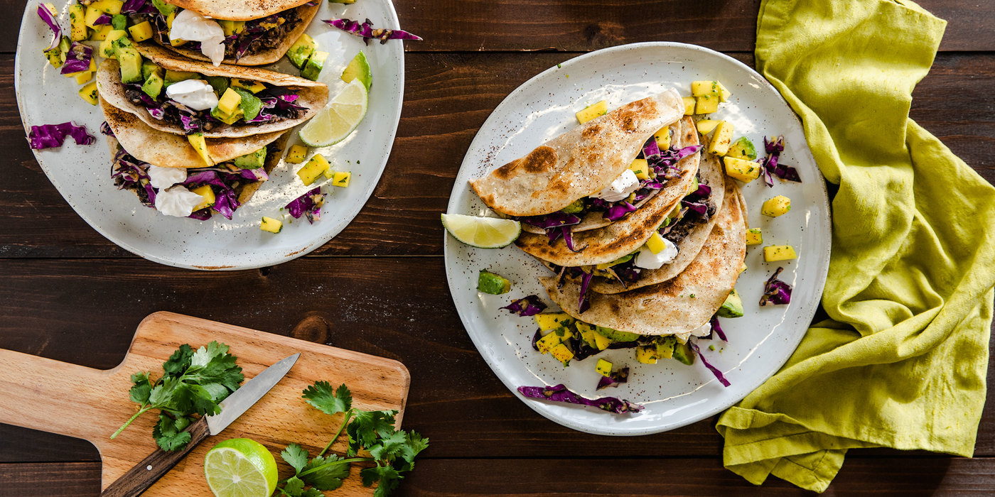 Crispy Black Bean Tacos with Mango Avocado Salsa