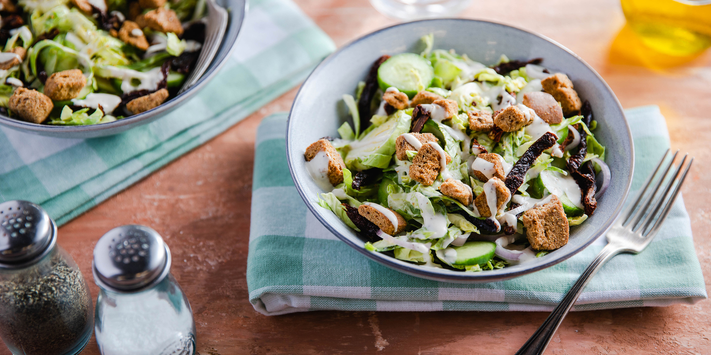 Caesar Salads with Sun-Dried Tomatoes & Multigrain Croutons