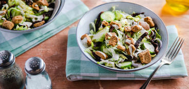 Caesar Salads with Sun-Dried Tomatoes & Multigrain Croutons