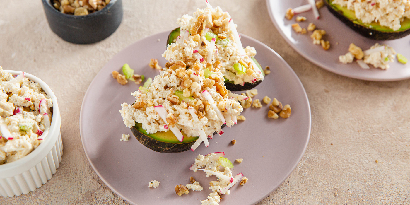 Stuffed Avocados with Tofu Salad & Walnuts