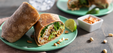 Korean Broccoli Burrito with Kimchi & Gochujang Crema