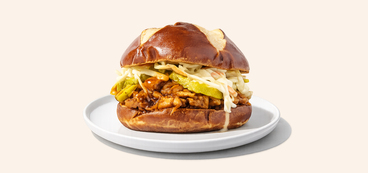 BBQ Pulled Jackfruit Sandwiches creamy coleslaw, pickles