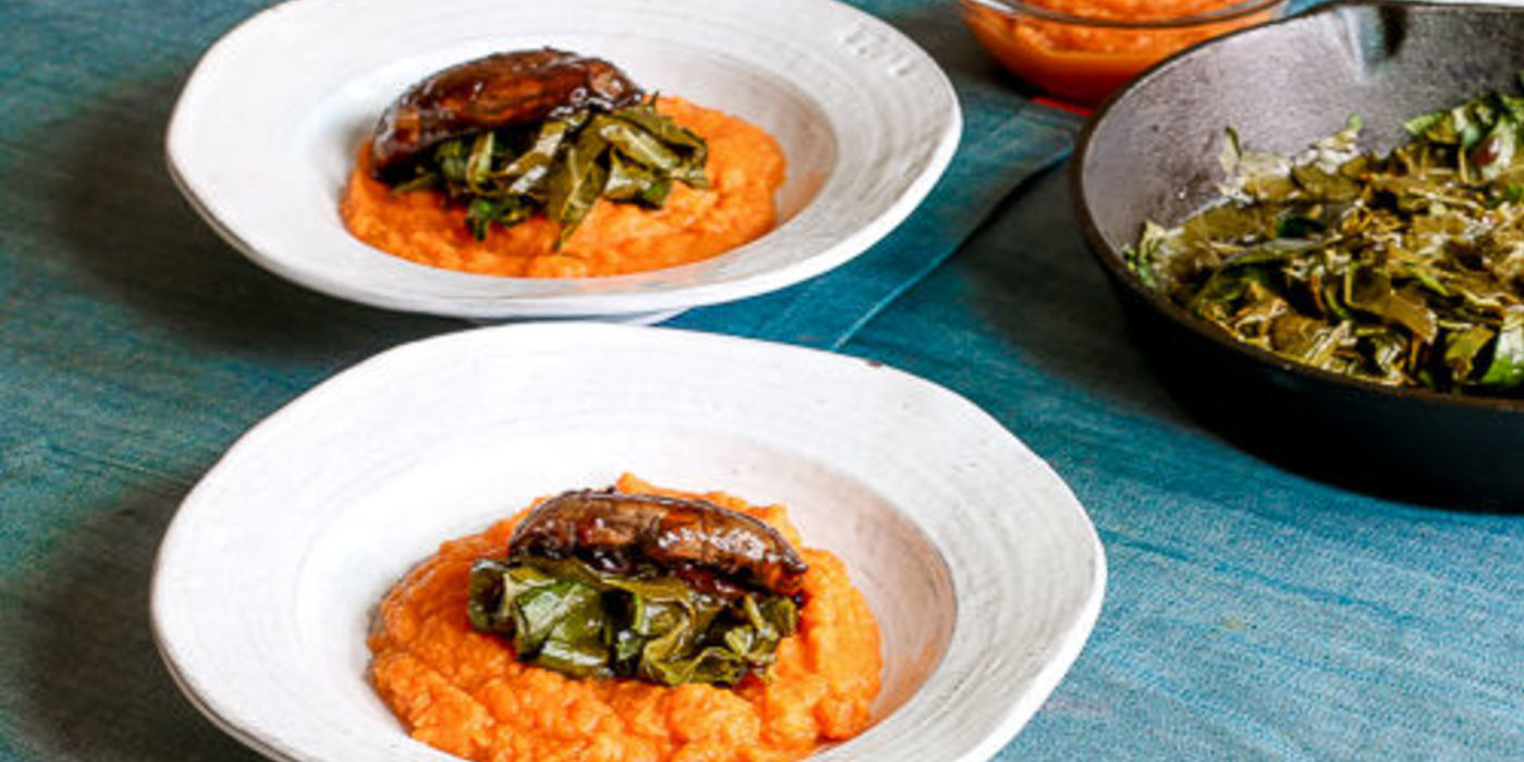 BBQ Portobello Mushrooms over Mashed Sweet Potatoes