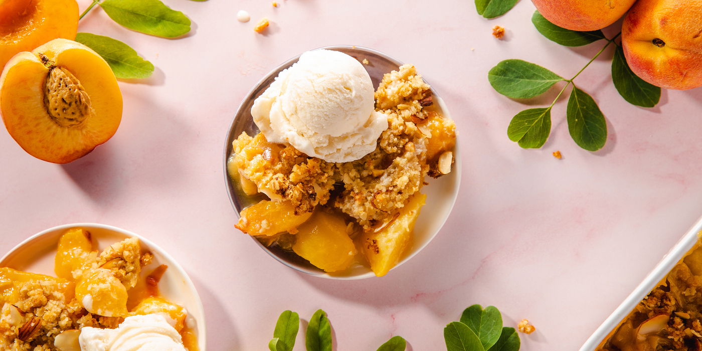 Peach Ginger Crisp with Almond Crust