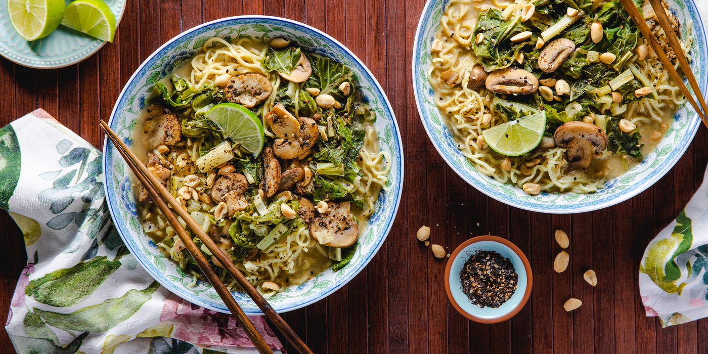 Green Curry Ramen with Peanuts & Swiss Chard