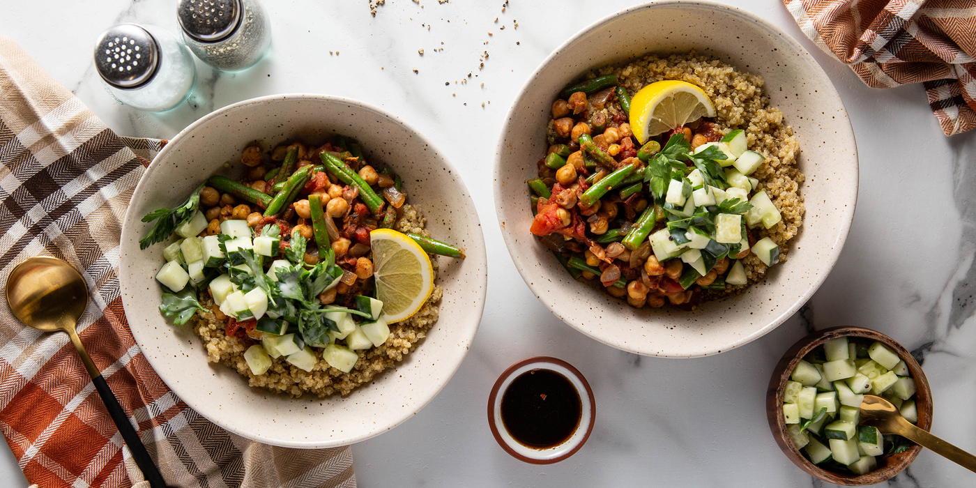 Moroccan Chickpea Tagine with Green Beans & Tamarind Chutney