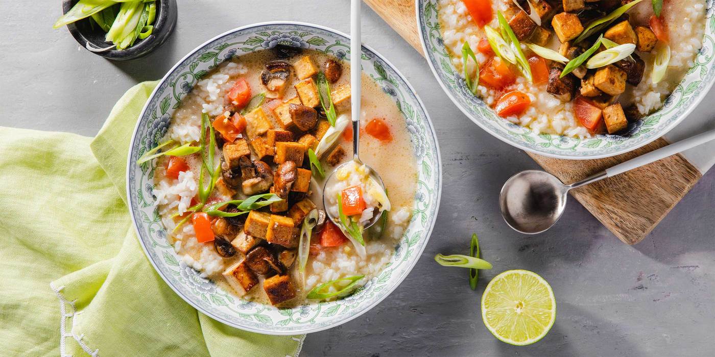 Thai Lemongrass Soup with Crispy Mushrooms & Five-Spice Tofu