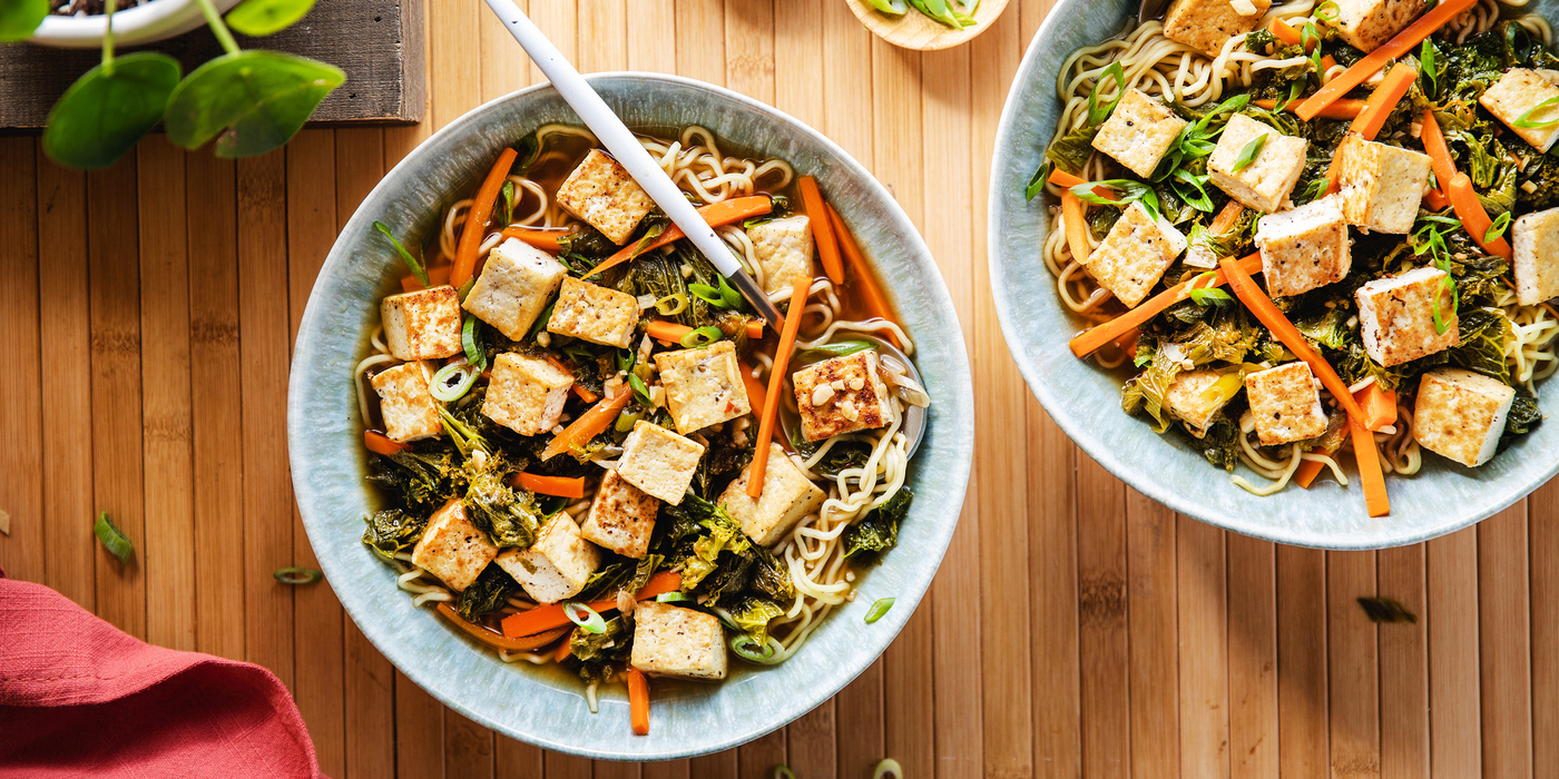 Hot and Sour Soup with Mustard Greens & Crispy Tofu