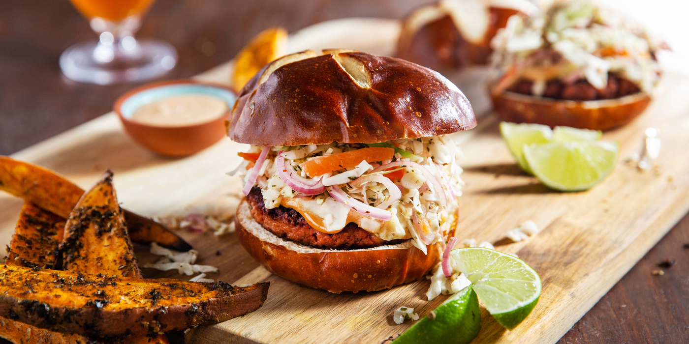 Tex Mex Burgers with Curtido Slaw & Chipotle Aioli