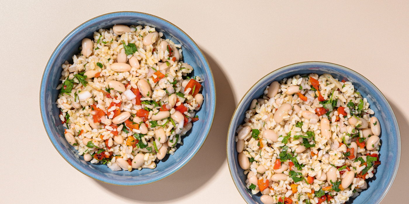 Protein Power Bowls with Roasted Peppers & Herb Vinaigrette