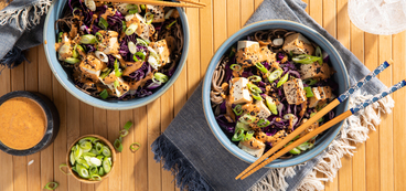 Soba Noodle Bowls with Red Curry Almond Butter Dressing