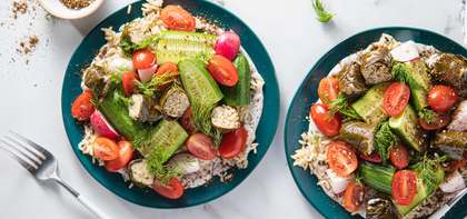 Grape Leaf Mezze Bowls with Za'atar Yogurt & Fresh Dill