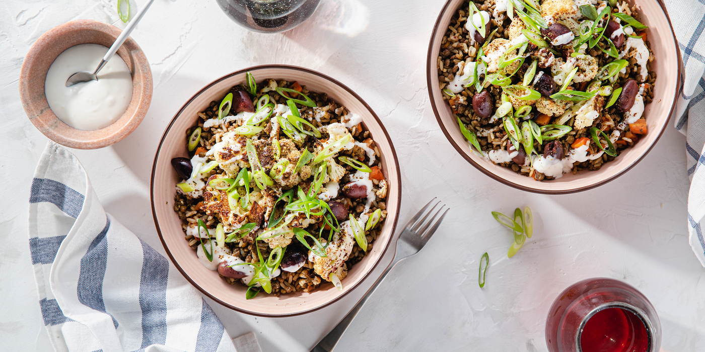 Mediterranean Fried Rice with Sumac Cauliflower & Za’atar Aioli